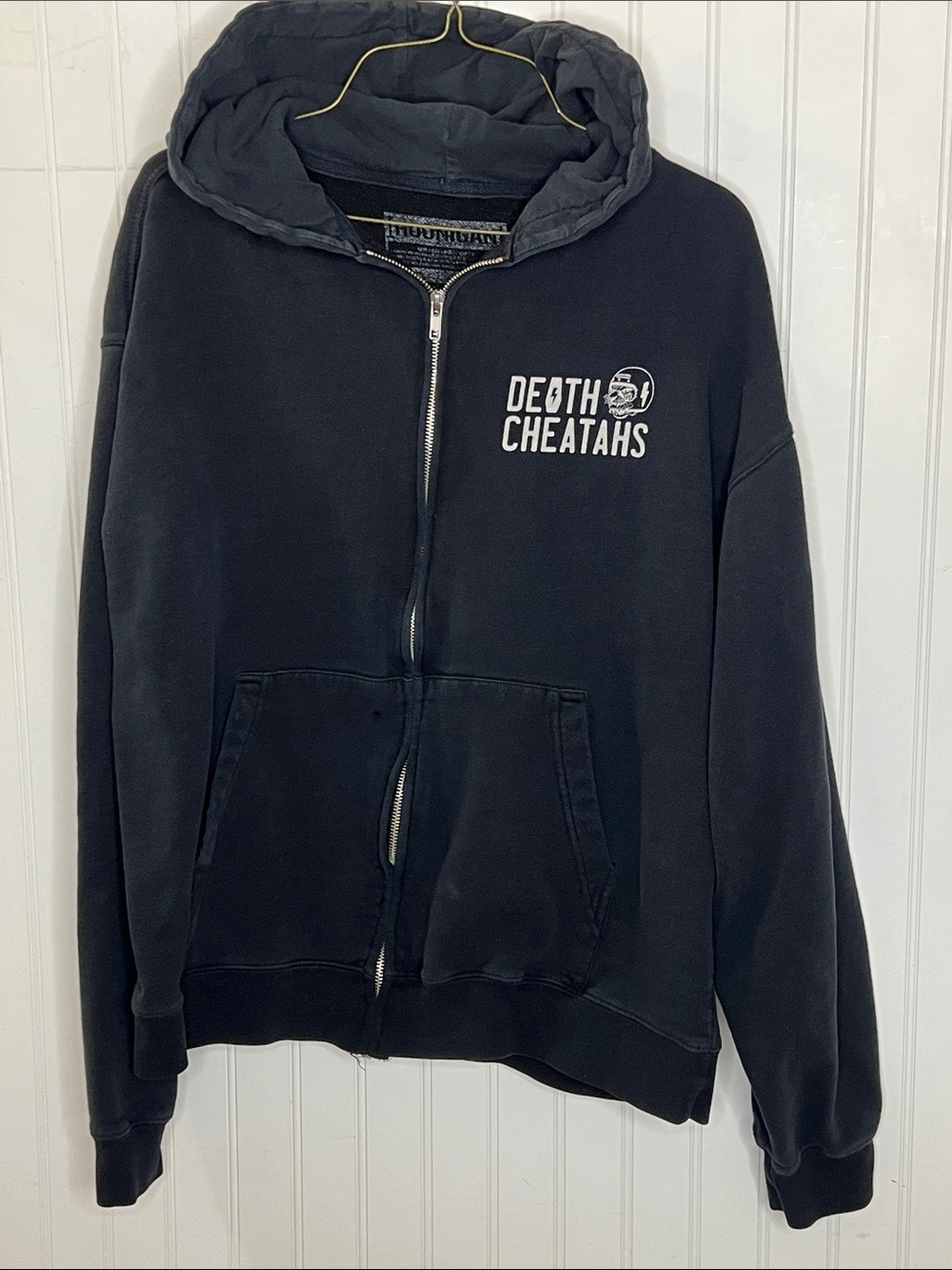Death Cheatahs Black Zip-Up Hoodie Size Large